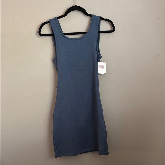 Roxy Blue Bodycon Mini Dress Square Neck Sleeveless size Small NWT - Picture 1 of 7